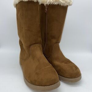 Cat &‎ Jack Boots Kameryn Faux Fur Shearling Faux Suede Size 4 Girl's EUC